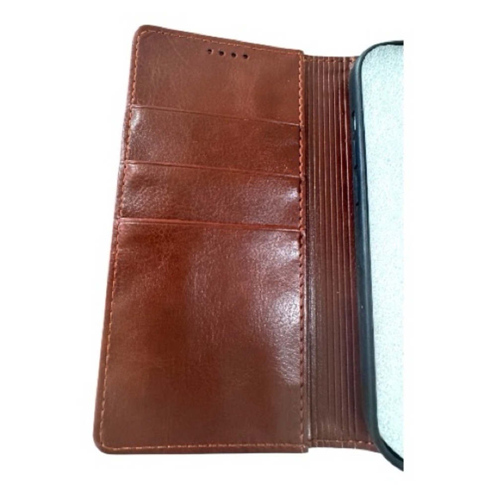 iPhone 14pro 3 Card Case Ultra Slim Magnetic Closure Shockproof Wallet Brown - Picture 2 of 4